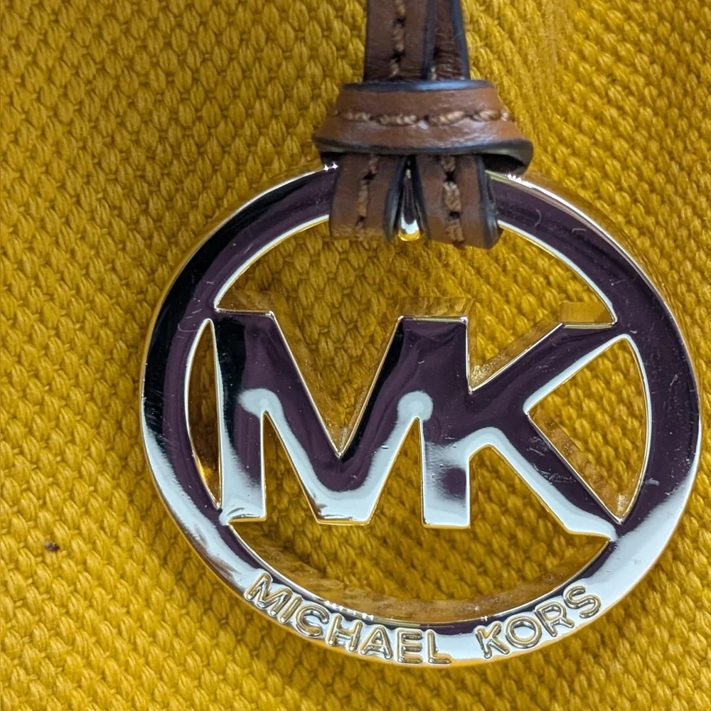 Michael Kors Yellow Marina Large Canvas Drawstring Tote - Picture 9 of 16